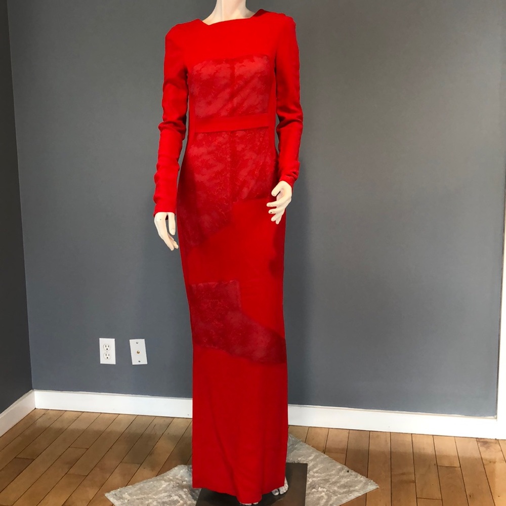 NWOT Antonio Berardi Red Lace Insert Gown Sz 4